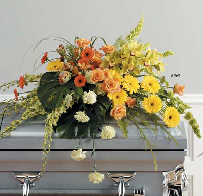 Golden Funeral Casket c2487 | Funeral Flower Arrangements