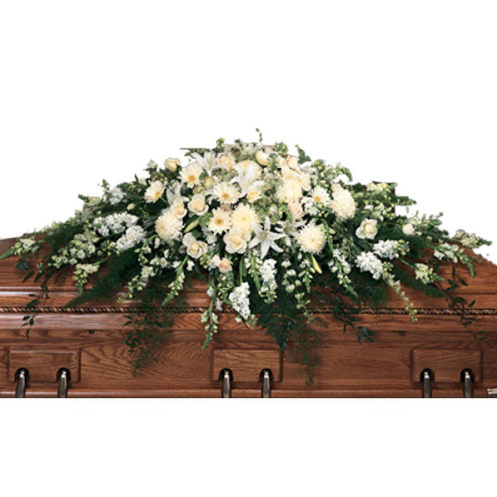 Immaculate White Funeral Casket Flowers c3118 | Funeral Flower Arrangements